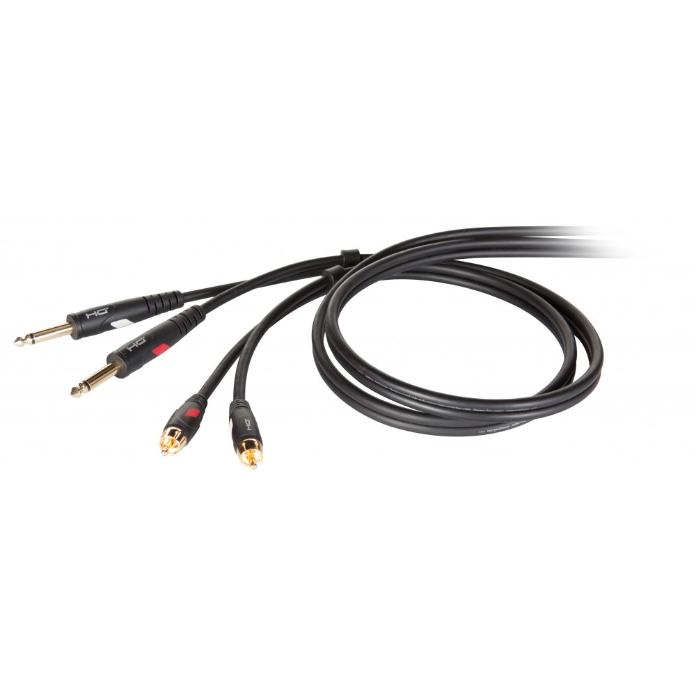 Die HARD DHG535LU18 - Проф. аудио кабель, 2х джек моно 6.3мм <-> 2х RCA, длина 1.8 м